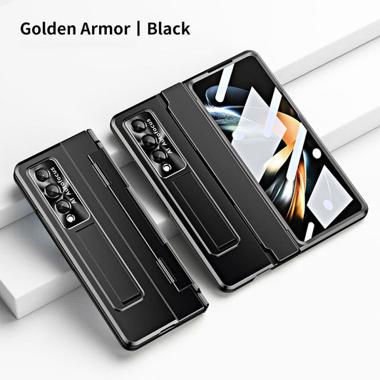 Hinge Plated Aluminum Alloy Phone Case For Samsung Galaxy Z Fold3 Fold4 5G With Screen Protector Samsung Cases