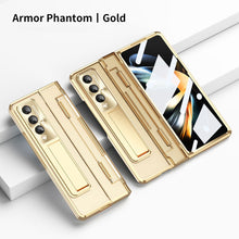 Load image into Gallery viewer, Armor Phantom Aluminum Alloy Transparent Frosted Stand Hinge Phone Case For Samsung Galaxy Z Fold3 Fold4 5G With Screen Protector Samsung Cases
