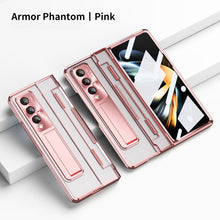 Load image into Gallery viewer, Armor Phantom Aluminum Alloy Transparent Frosted Stand Hinge Phone Case For Samsung Galaxy Z Fold3 Fold4 5G With Screen Protector Samsung Cases
