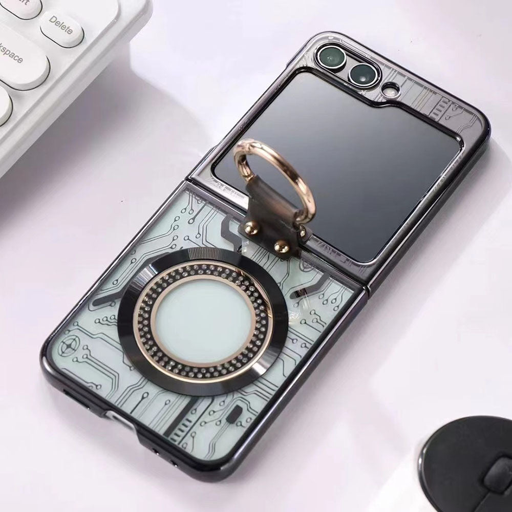 Cyberpunk Magnetic Wireless Charging Phantom Ring Case For Samsung Galaxy Z Flip5 Flip4 Flip3