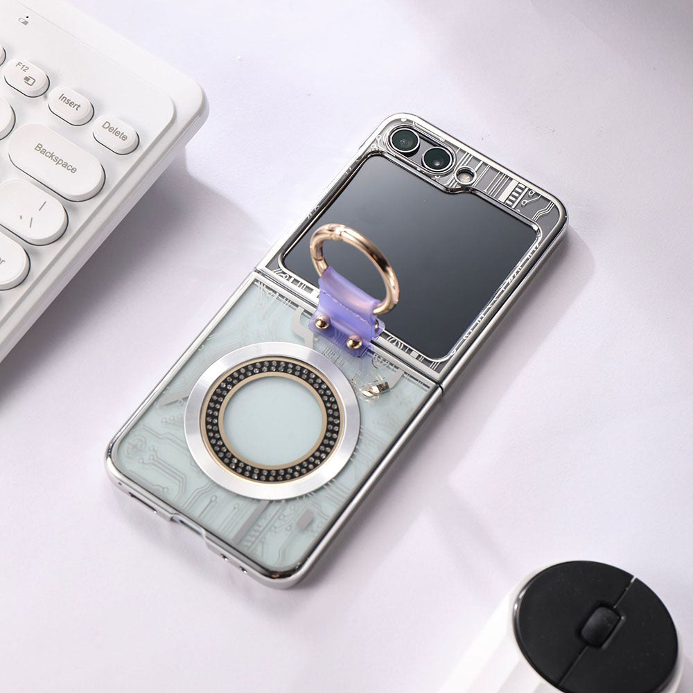 Cyberpunk Magnetic Wireless Charging Phantom Ring Case For Samsung Galaxy Z Flip5 Flip4 Flip3