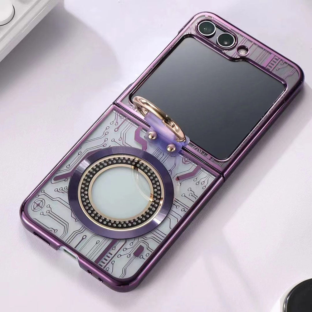 Cyberpunk Magnetic Wireless Charging Phantom Ring Case For Samsung Galaxy Z Flip5 Flip4 Flip3