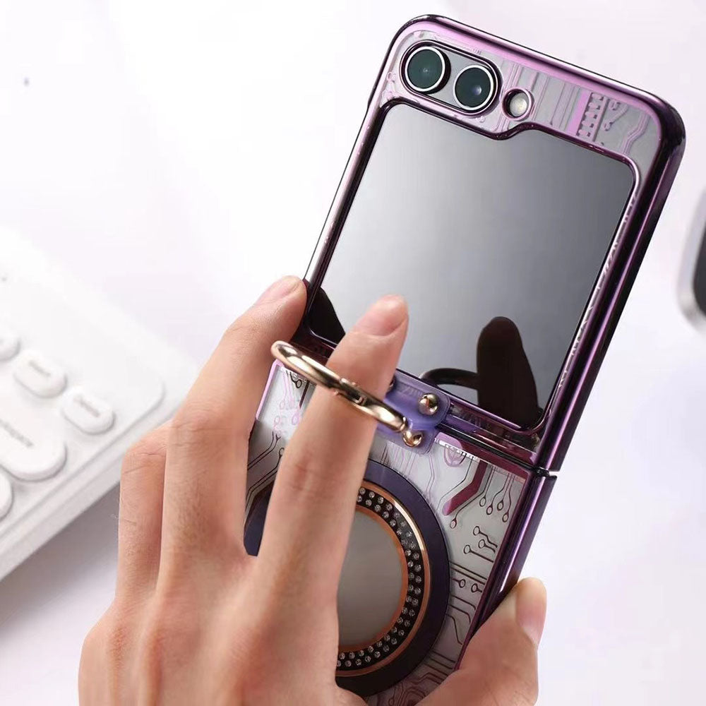 Cyberpunk Magnetic Wireless Charging Phantom Ring Case For Samsung Galaxy Z Flip5 Flip4 Flip3