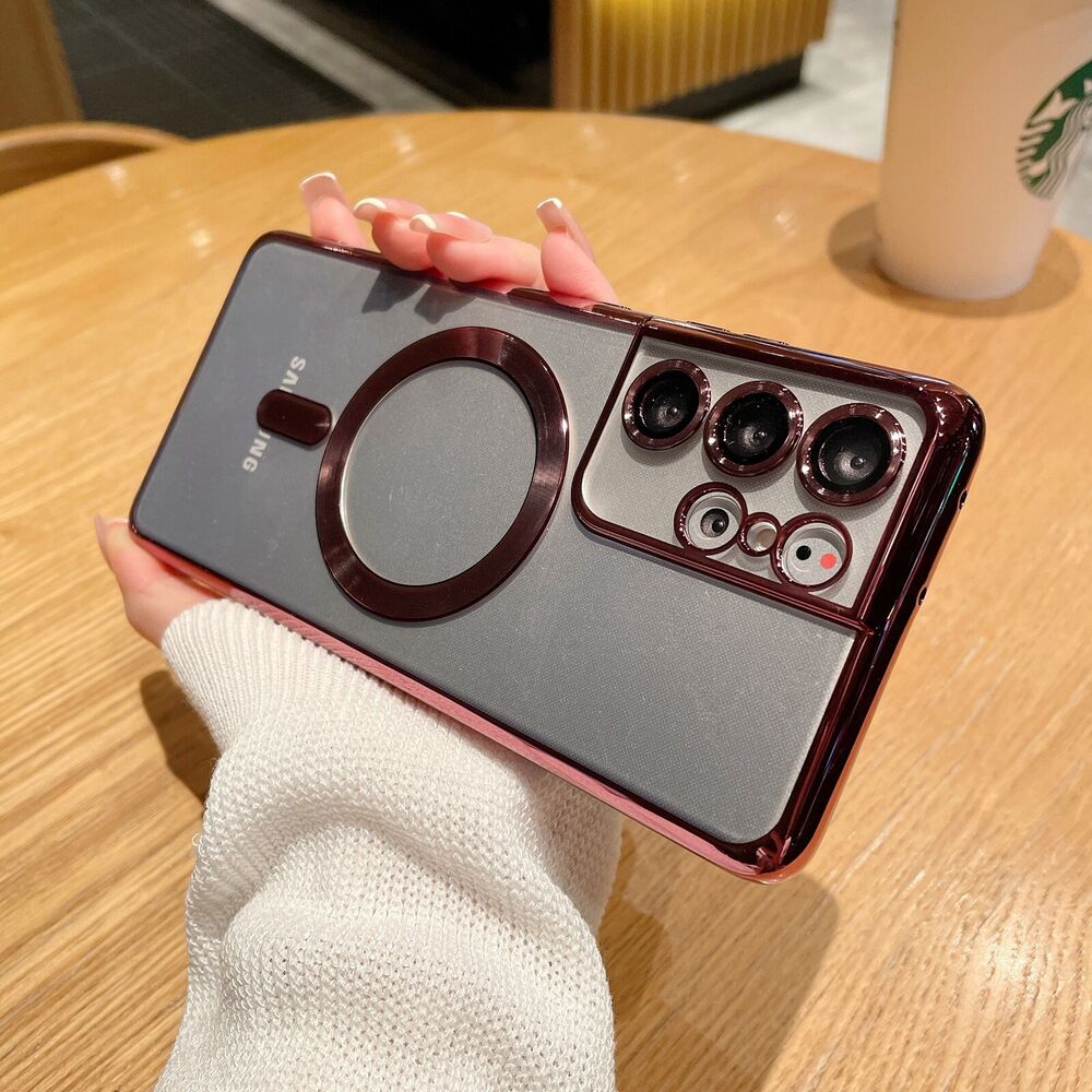 Samsung Galaxy S23 Ultra S22 Plating Camera Cover Protector Mag Safe Case