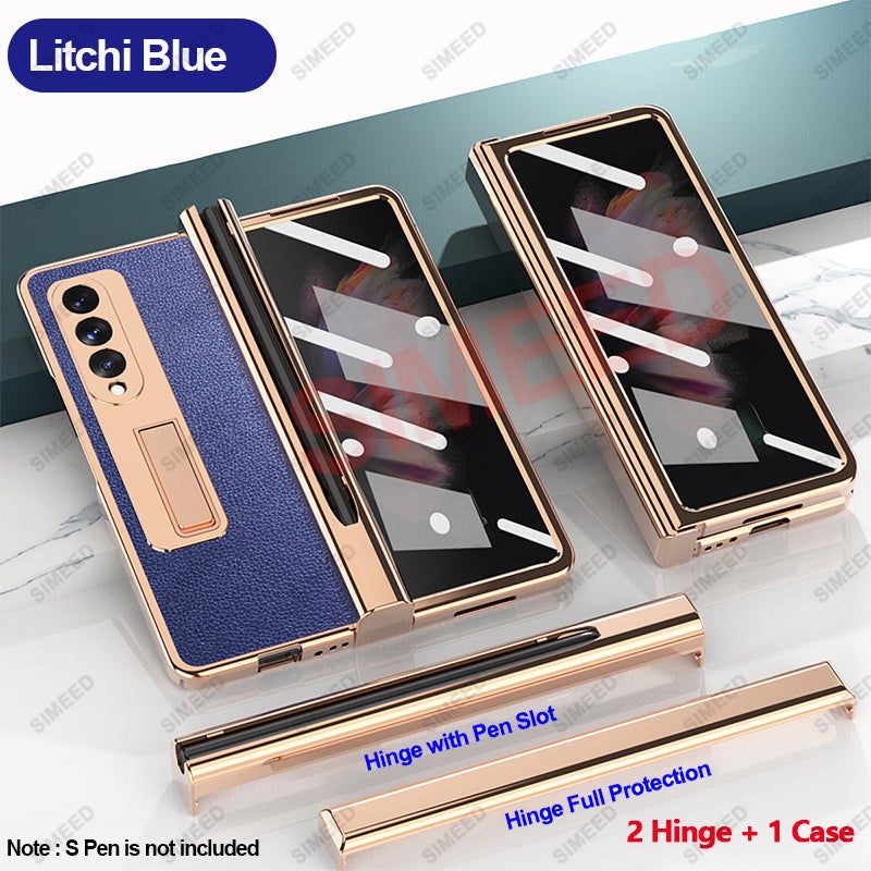 Samsung Galaxy Z Fold 4 3 2 5G Case With 2PCS Hinge Pen Slot and Capacitive Pen