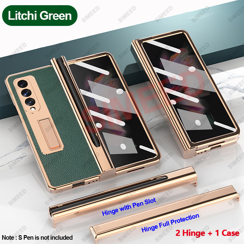 Samsung Galaxy Z Fold 4 3 2 5G Case With 2PCS Hinge Pen Slot and Capacitive Pen