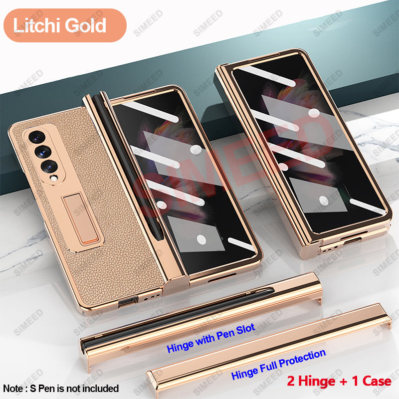 Samsung Galaxy Z Fold 4 3 2 5G Case With 2PCS Hinge Pen Slot and Capacitive Pen