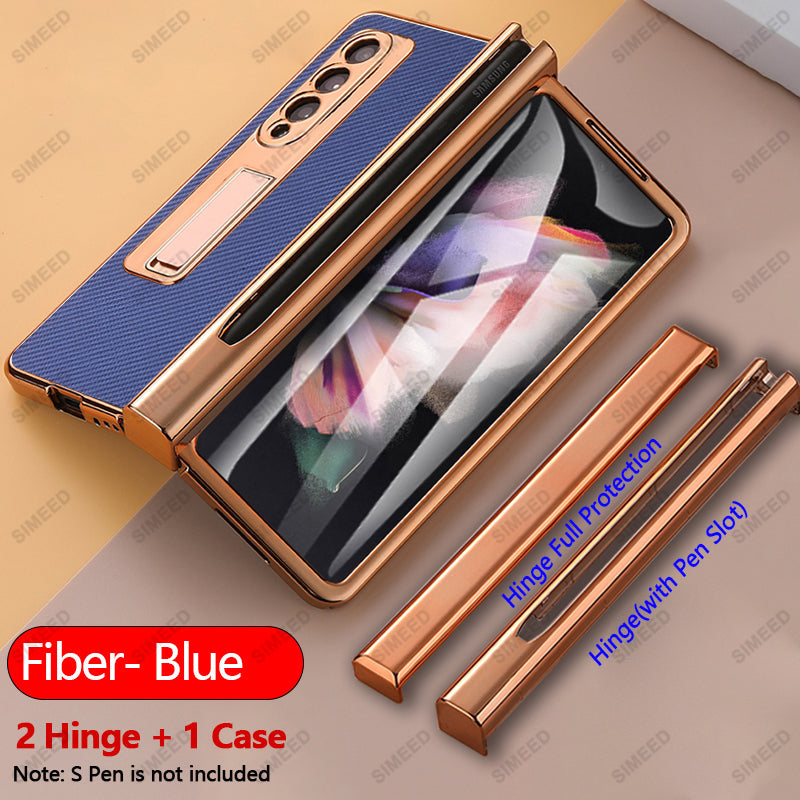 Samsung Galaxy Z Fold 4 3 2 5G Case With 2PCS Hinge Pen Slot and Capacitive Pen