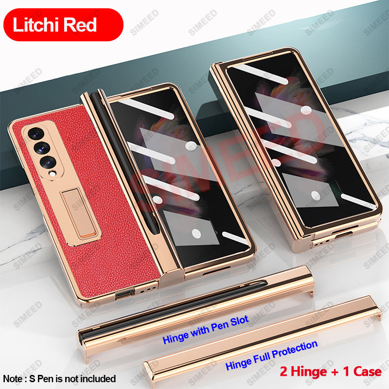 Samsung Galaxy Z Fold 4 3 2 5G Case With 2PCS Hinge Pen Slot and Capacitive Pen