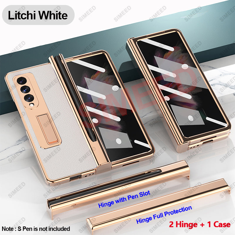 Samsung Galaxy Z Fold 4 3 2 5G Case With 2PCS Hinge Pen Slot and Capacitive Pen
