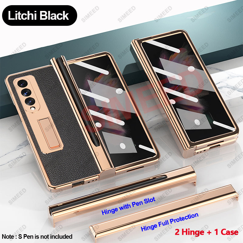 Samsung Galaxy Z Fold 4 3 2 5G Case With 2PCS Hinge Pen Slot and Capacitive Pen