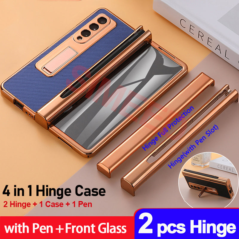Samsung Galaxy Z Fold 4 3 2 5G Case With 2PCS Hinge Pen Slot and Capacitive Pen