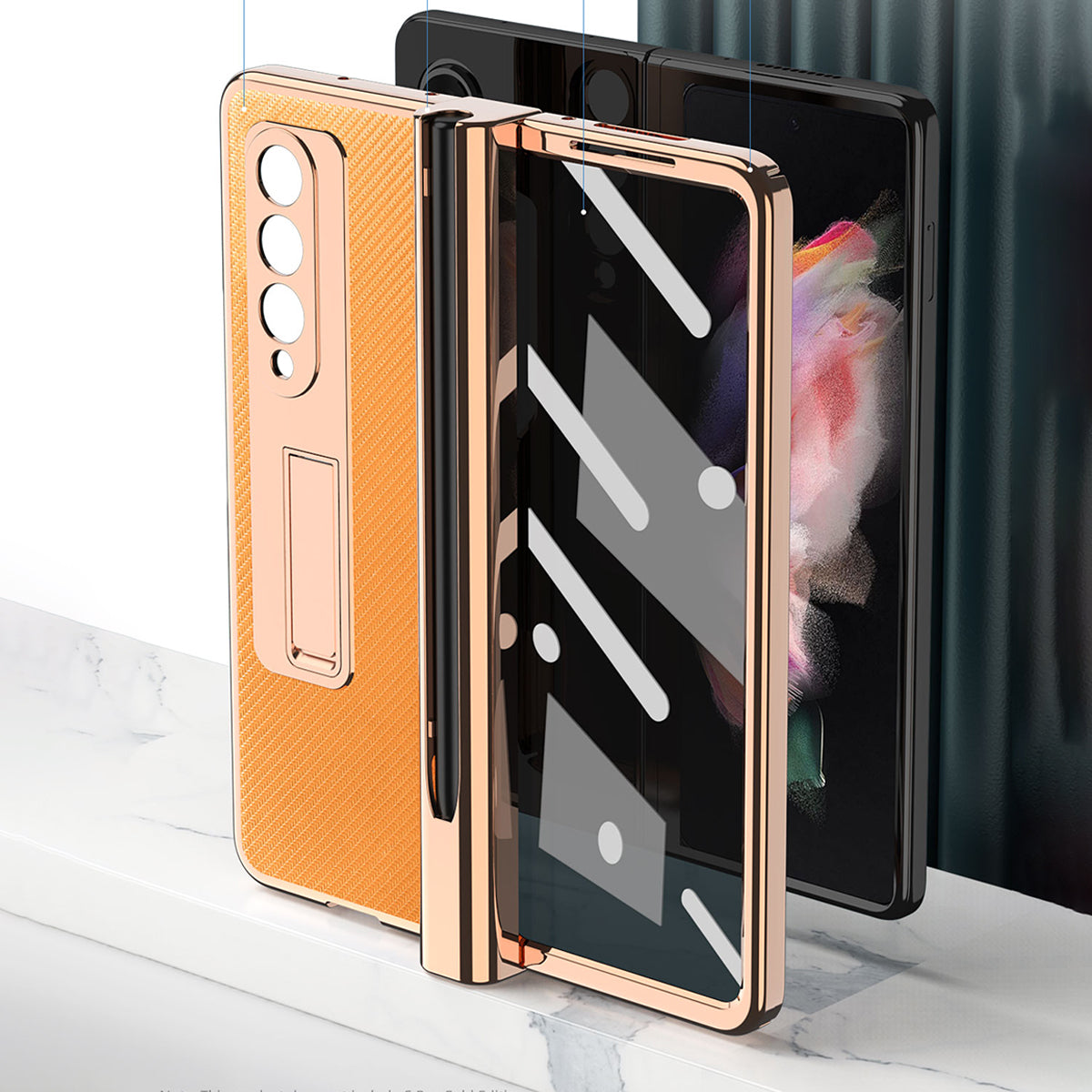 Samsung Galaxy Z Fold 4 3 2 5G Case With 2PCS Hinge Pen Slot and Capacitive Pen