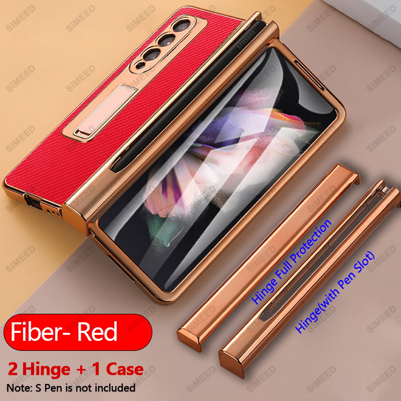 Samsung Galaxy Z Fold 4 3 2 5G Case With 2PCS Hinge Pen Slot and Capacitive Pen