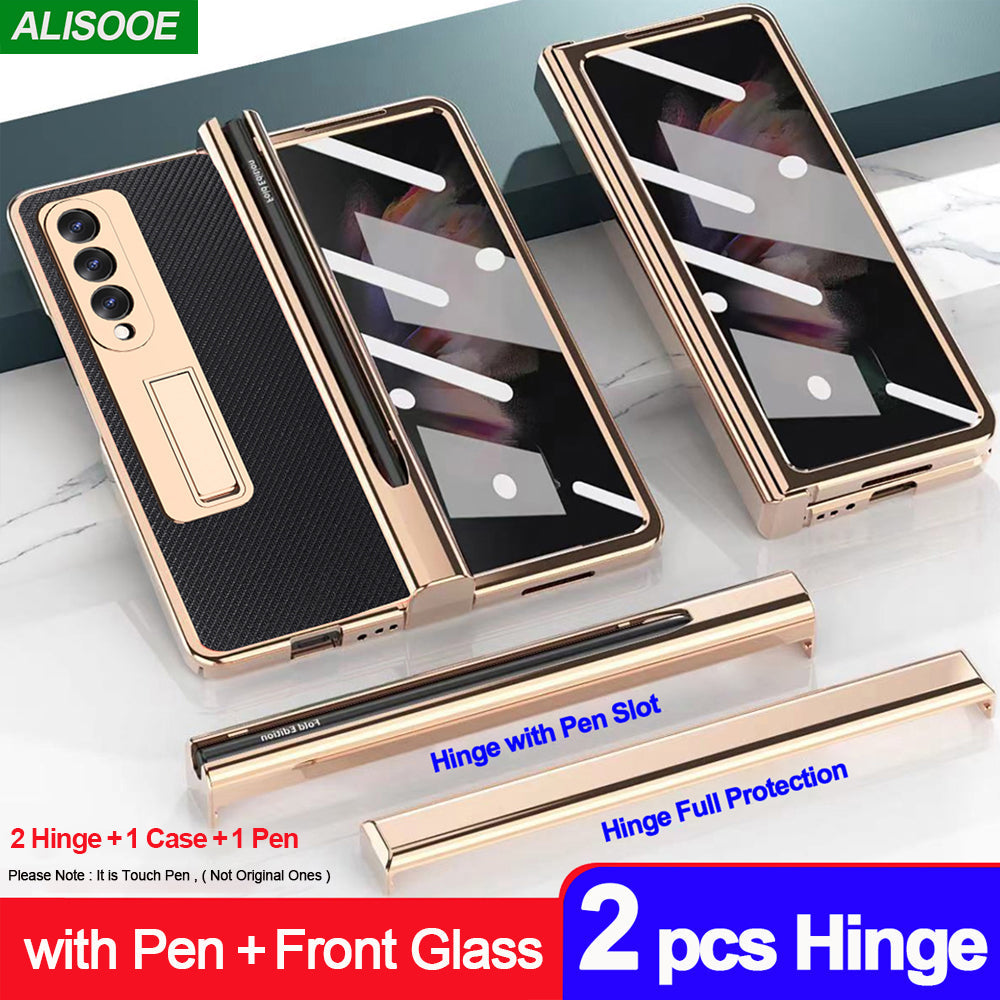 Samsung Galaxy Z Fold 4 3 2 5G Case With 2PCS Hinge Pen Slot and Capacitive Pen